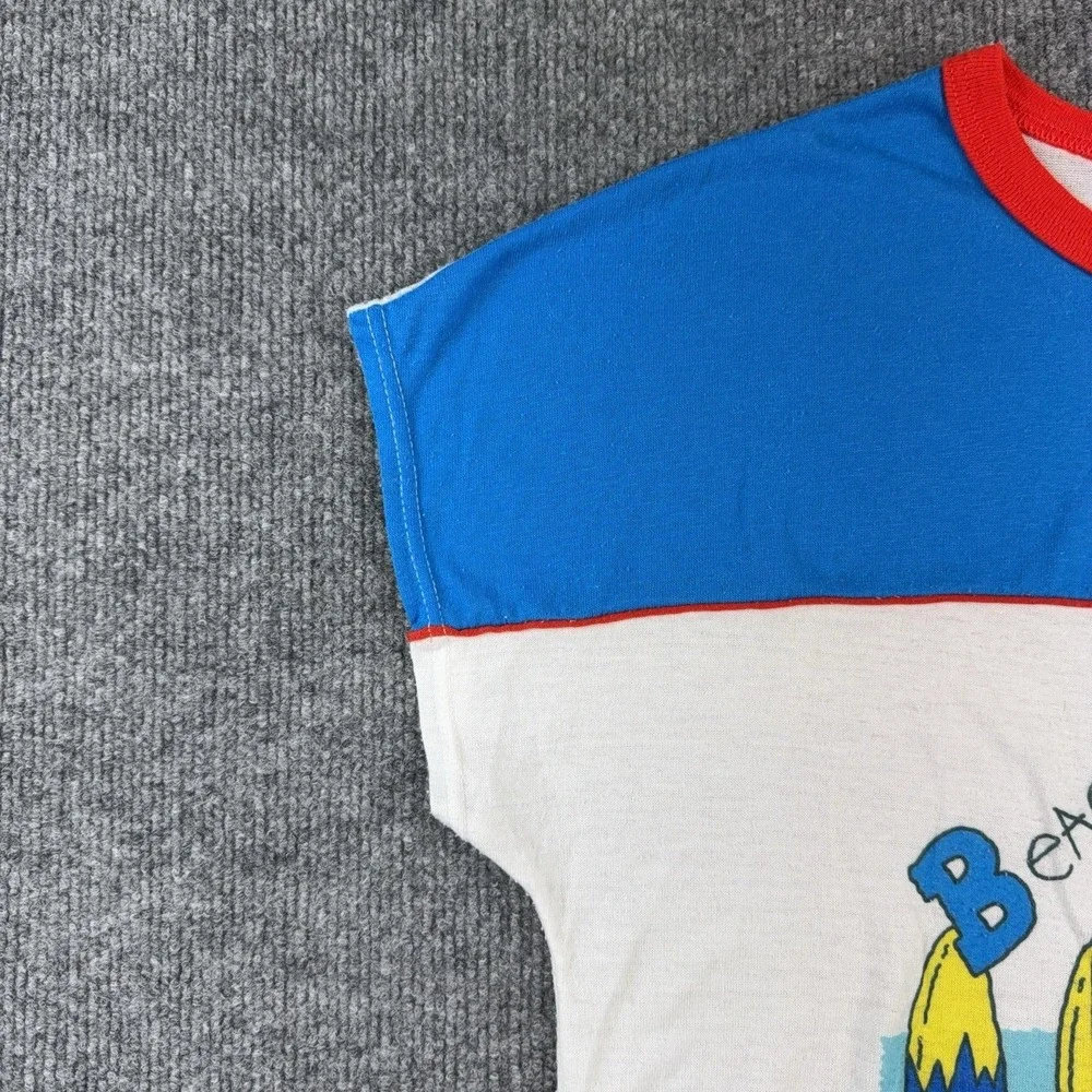 VTG Carter's Shirt Boys 16 White Beach Buggy Boys Surf Summer Graphic Ringer Tee
